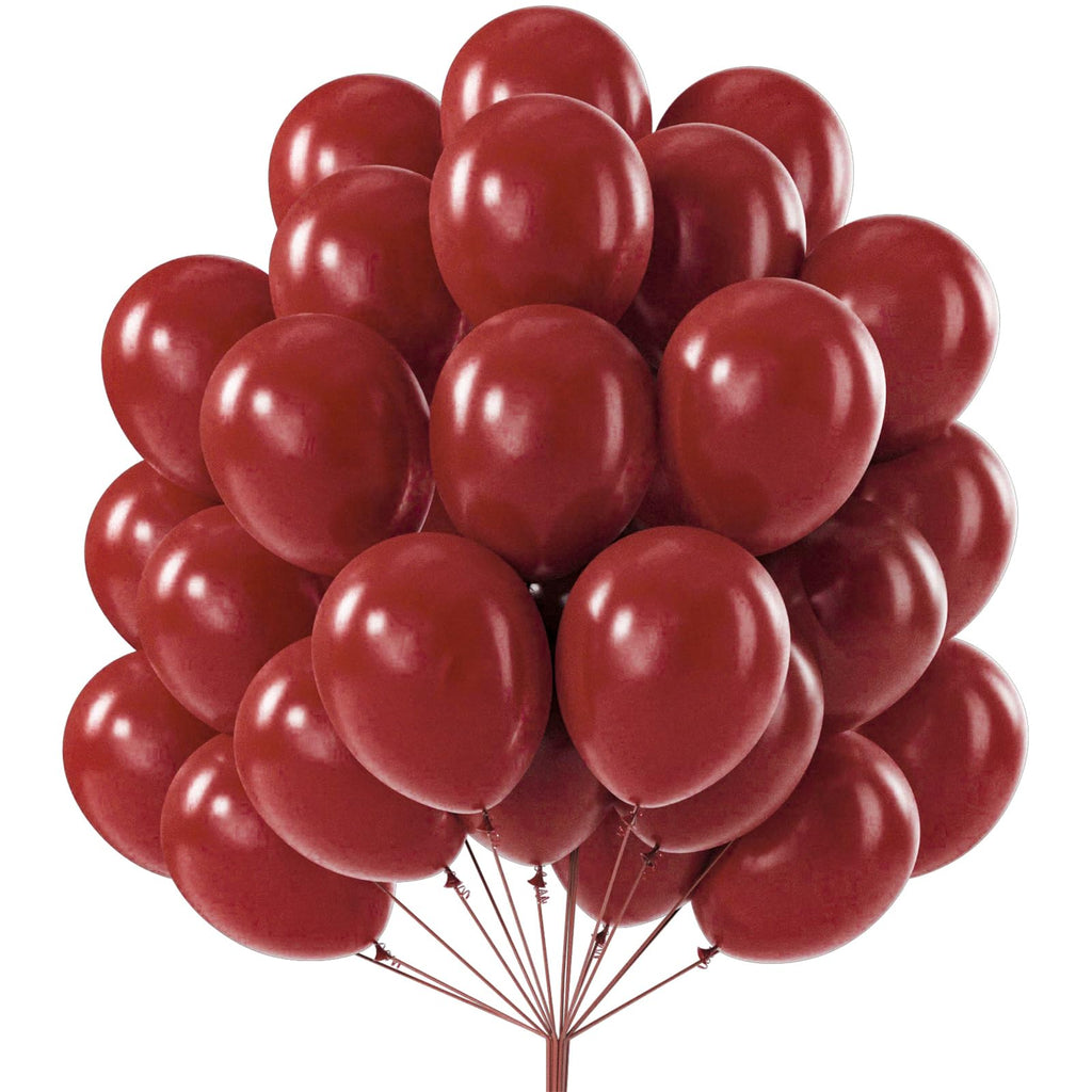 PartyWoo Burgundy Balloons – 100pcs, 12in, Dark Chestnut Red Maroon Party Decorations