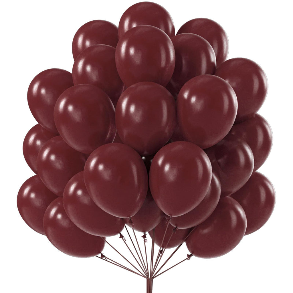 PartyWoo Burgundy Balloons 50pcs - 12in Dark Chestnut Red Maroon Party Decor