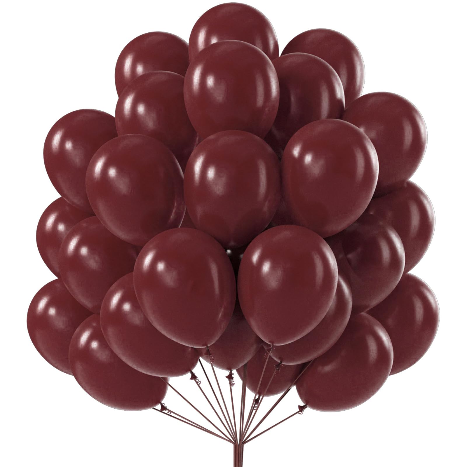 PartyWoo Burgundy Balloons 50pcs - 12in Dark Chestnut Red Maroon Party Decor