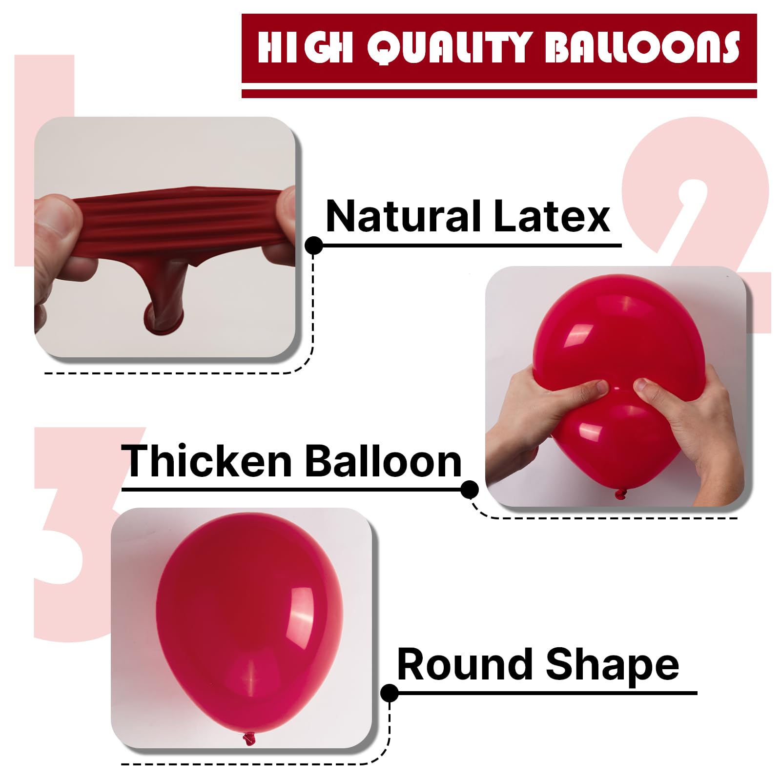 PartyWoo Burgundy Balloons 100pcs | 12in Dark Red Latex Balloons for Parties