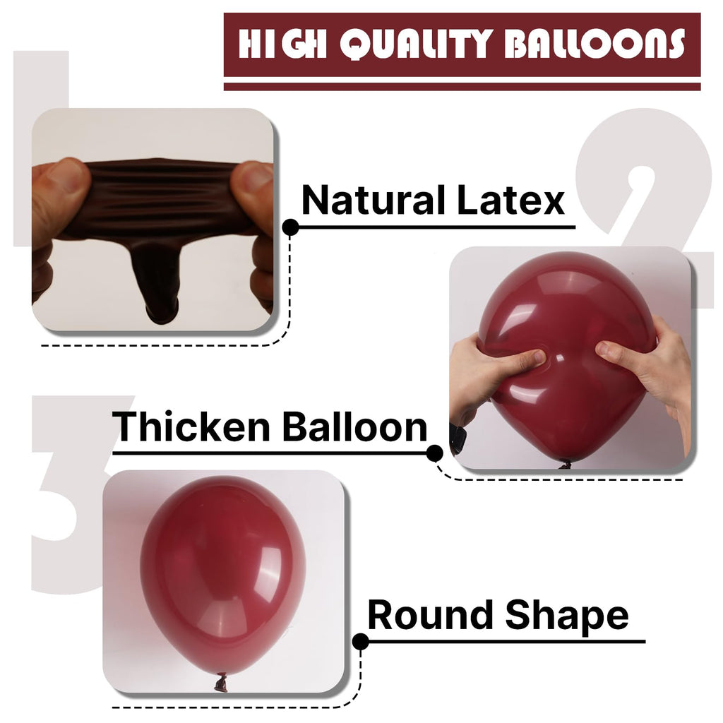 PartyWoo Burgundy Balloons 92 Pcs – Dark Chestnut Red Maroon Arch Kit for Parties