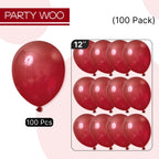 PartyWoo Burgundy Balloons – 100pcs, 12in, Dark Chestnut Red Maroon Party Decorations