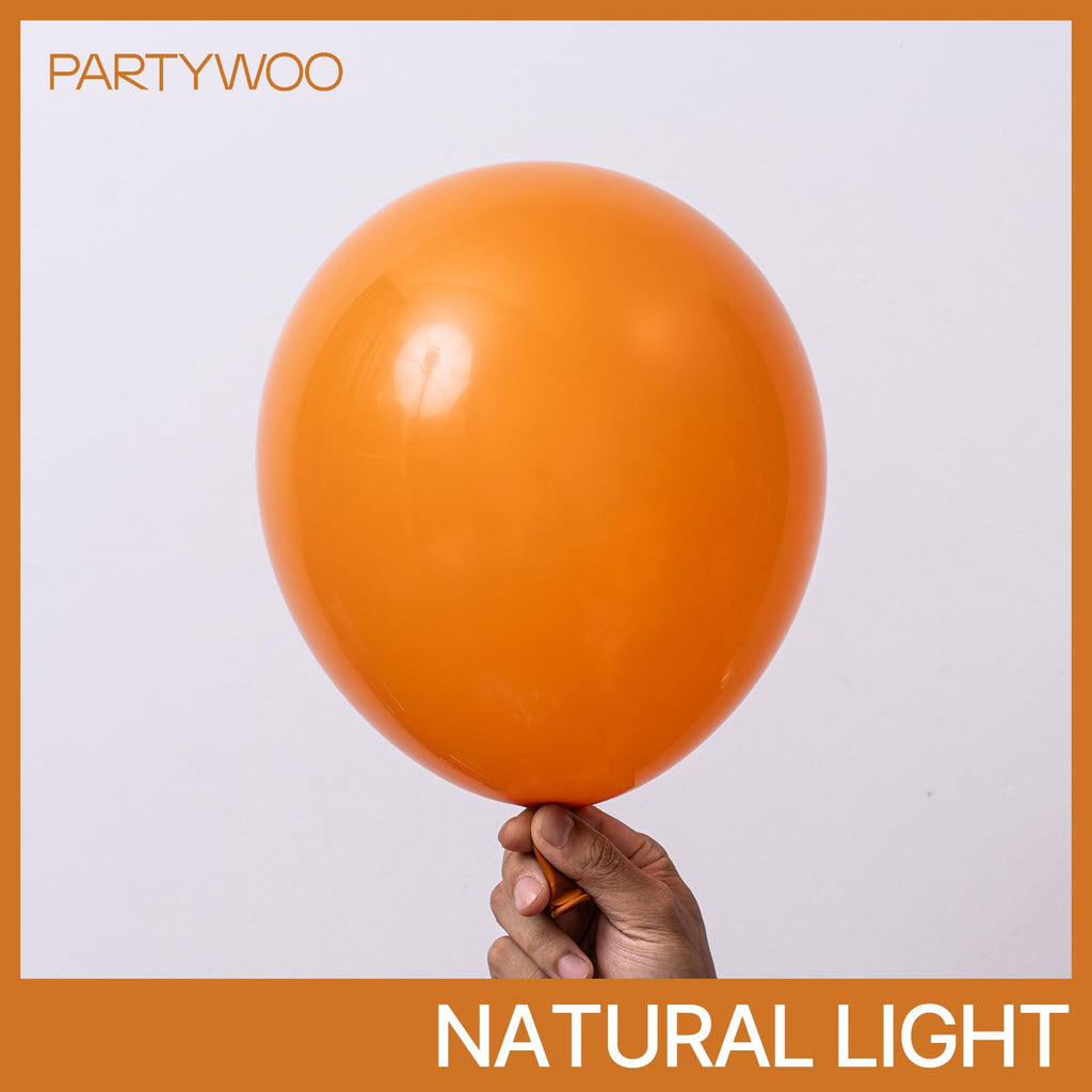 PartyWoo Burnt Orange Balloons 140pcs – Fall Color Balloon Arch Kit (18/12/10/5 in)