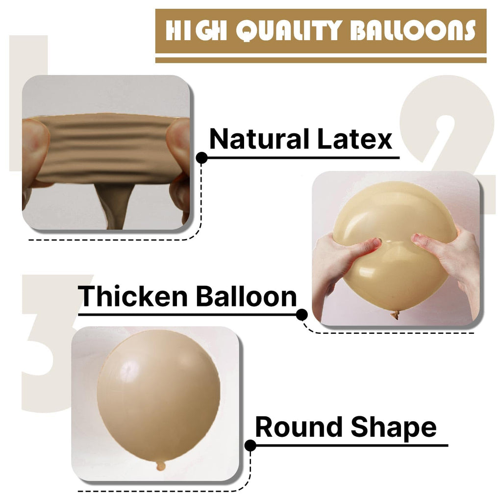 PartyWoo Cream Balloons 50 Pcs - 12in Beige Ivory Neutral Latex for Weddings & Celebrations