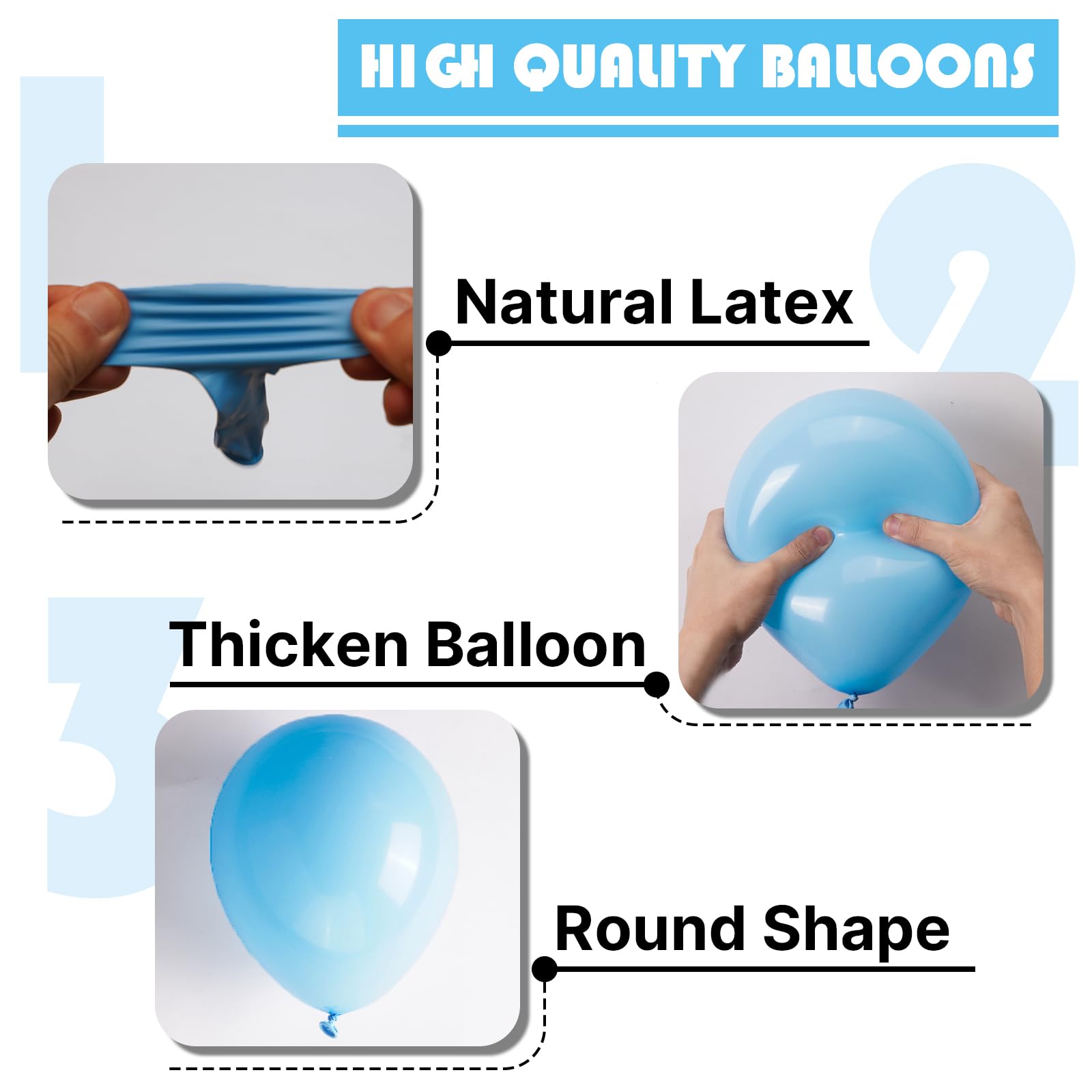 PartyWoo Light Blue Balloons – 50pcs, 12 inch Latex Balloons for Baby Showers, Weddings & Celebrations