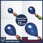 PartyWoo Metallic Navy Blue Balloons 50pc, 12in Chrome Blue for Celebrations