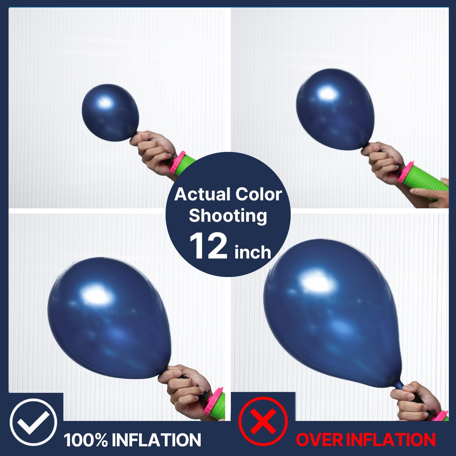 PartyWoo Metallic Navy Blue Balloons 50pc, 12in Chrome Blue for Celebrations