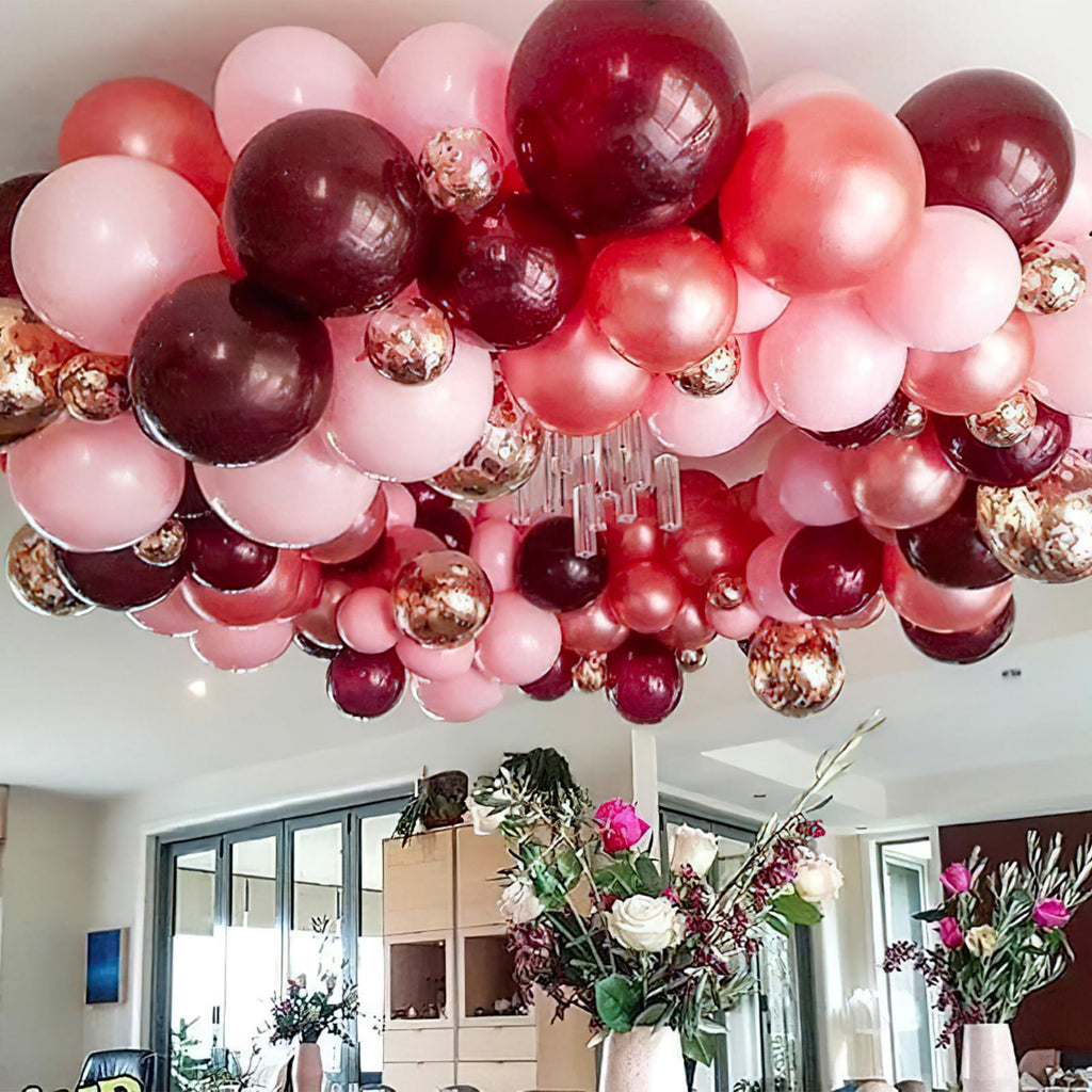 PartyWoo Burgundy Balloons 50pcs - 12in Dark Chestnut Red Maroon Party Decor
