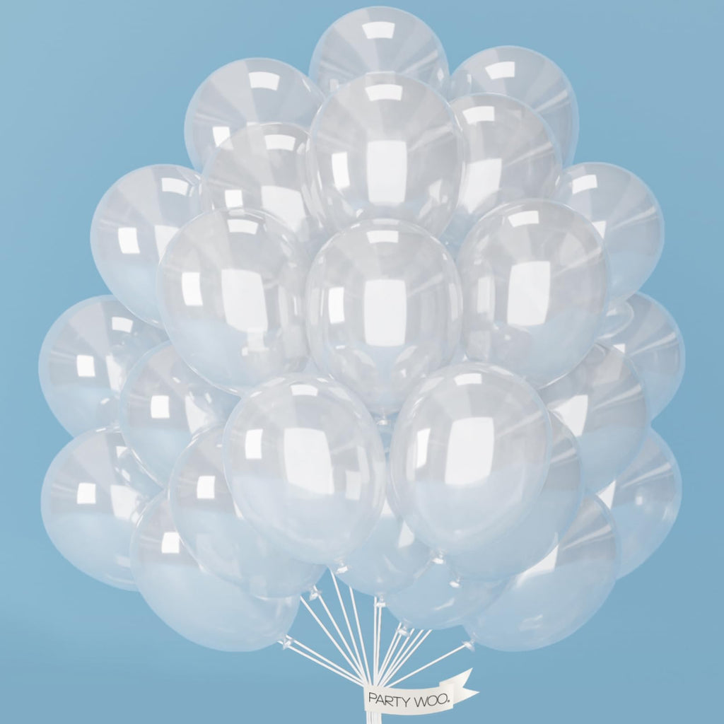 PartyWoo Clear Balloons 50pcs - 12 Inch Transparent Latex Balloons for Graduation, Wedding, Baby Shower