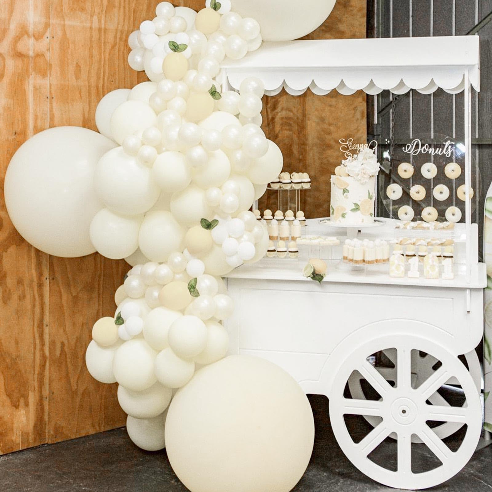 PartyWoo Beige Balloons 140pc Arch Kit – Ivory Cream 18/12/10/5in for Weddings & Parties