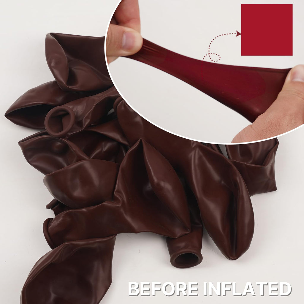 PartyWoo Burgundy Balloons – 100pcs, 12in, Dark Chestnut Red Maroon Party Decorations
