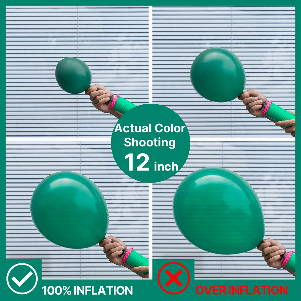 PartyWoo Dark Green Balloons 140pcs – Emerald Hunter Forest Pack (18/12/10/5in)
