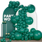 PartyWoo Dark Green Balloons 140pcs – Emerald Hunter Forest Pack (18/12/10/5in)