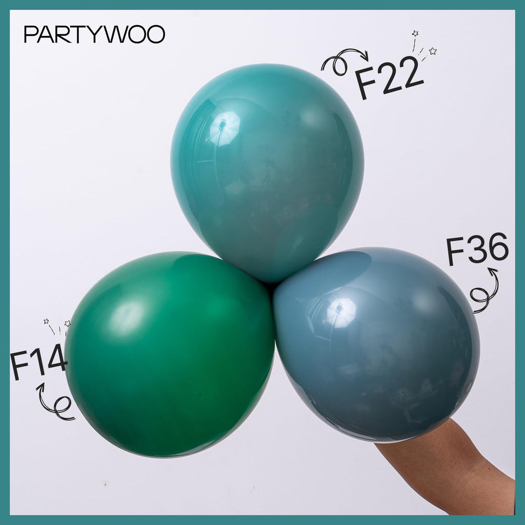 PartyWoo Dark Green Balloons 140pcs – Emerald Hunter Forest Pack (18/12/10/5in)