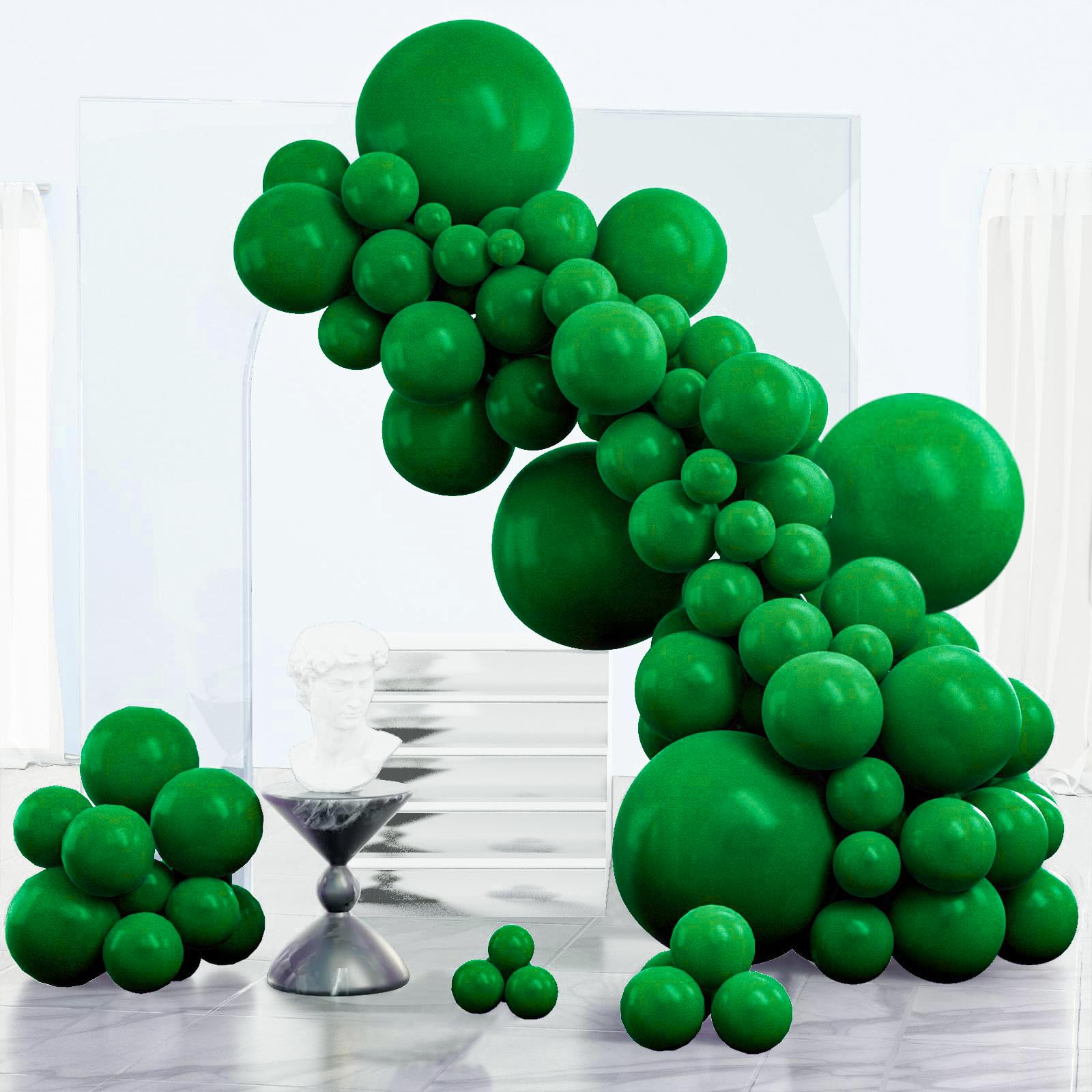 PartyWoo Dark Green Balloons 152pcs – Emerald Hunter Forest Party Kit (18/12/10/5 in) Arch & Garland Decor