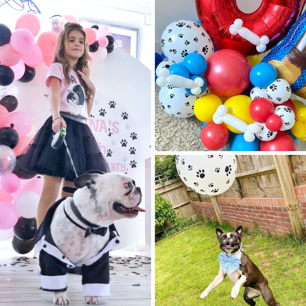 PartyWoo Paw Balloons – 50pcs 12in Matte White Paw Print Latex