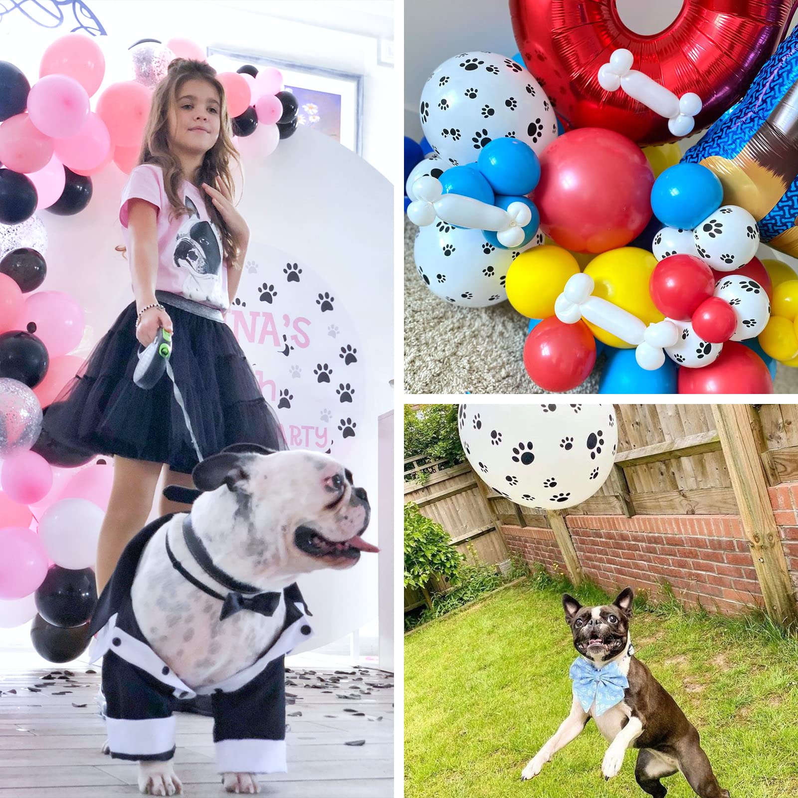 PartyWoo Paw Balloons – 50pcs 12in Matte White Paw Print Latex