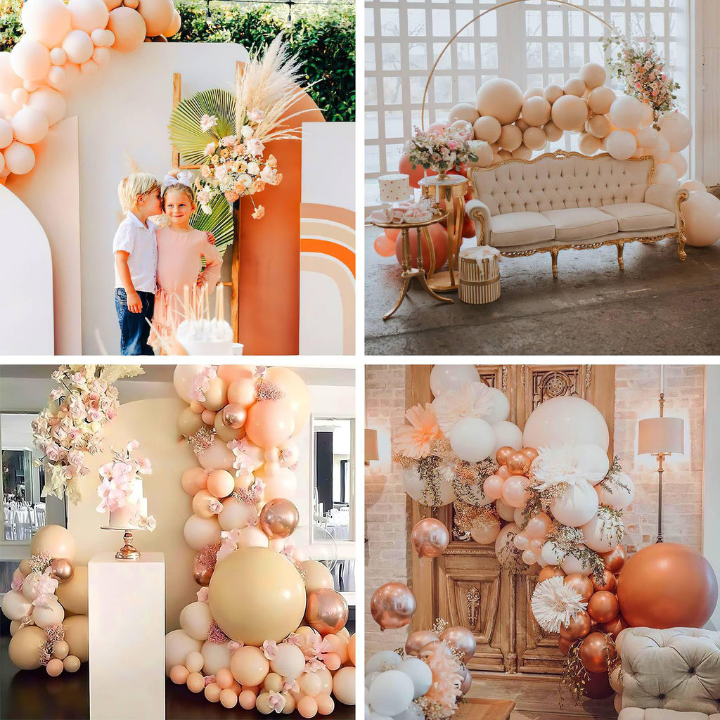 PartyWoo Pastel Orange Balloons 127pc Set — Arch Kit for Weddings & Parties