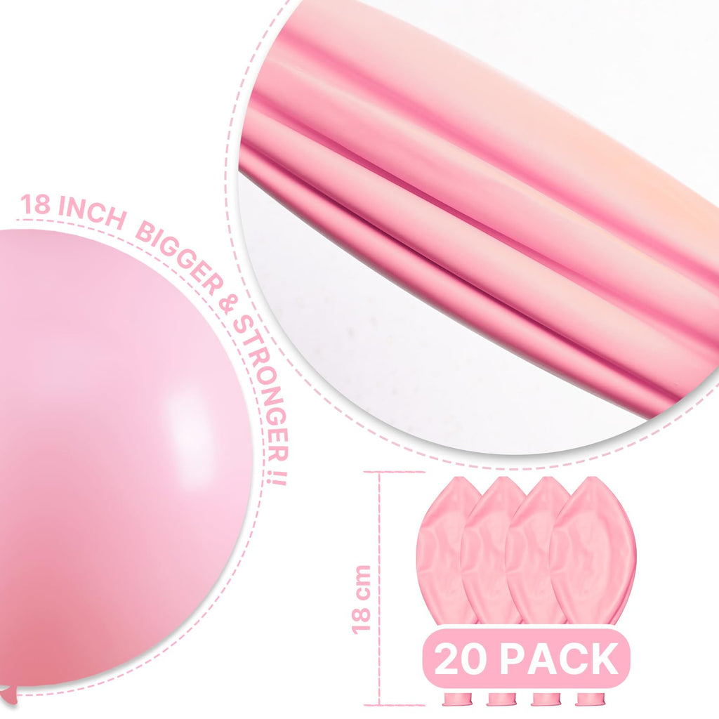 PartyWoo Baby Pink 18in Latex Balloons – 20pc Pack for Baby Showers, Gender Reveals & More