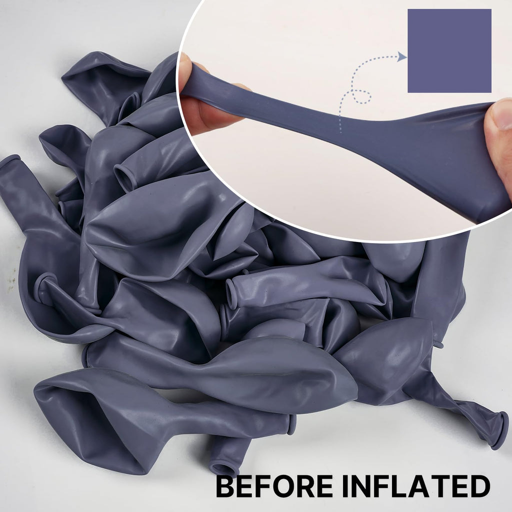 PartyWoo Dusty Blue Balloons 140pc Set – Navy Slate Arch Kit for Baby Showers & Parties
