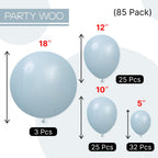PartyWoo Dusty Blue Balloons 85pcs – Boho Arch Kit for Parties