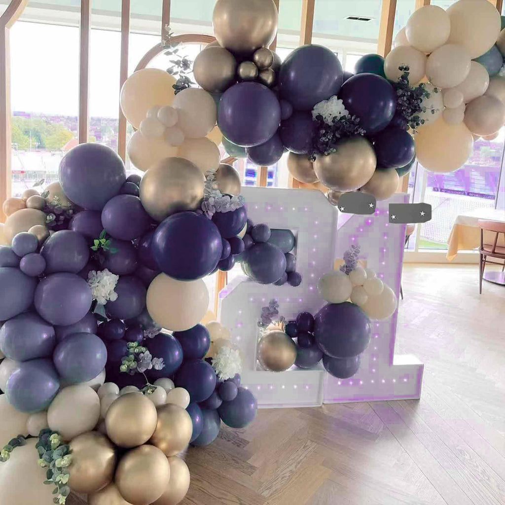 PartyWoo Dusty Blue Balloons 140pc Set – Navy Slate Arch Kit for Baby Showers & Parties