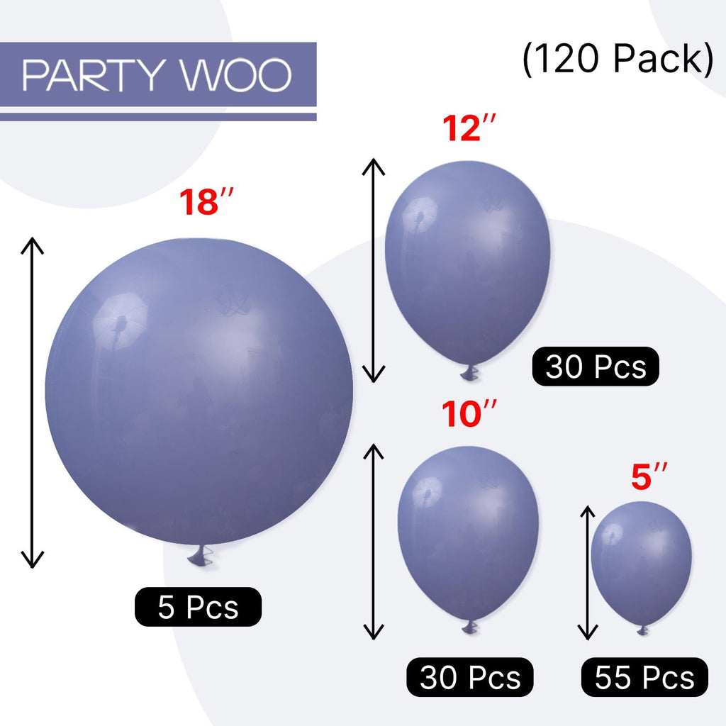 PartyWoo Dusty Blue Balloons 140pc Set – Navy Slate Arch Kit for Baby Showers & Parties