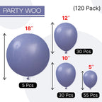 PartyWoo Dusty Blue Balloons 140pc Set – Navy Slate Arch Kit for Baby Showers & Parties