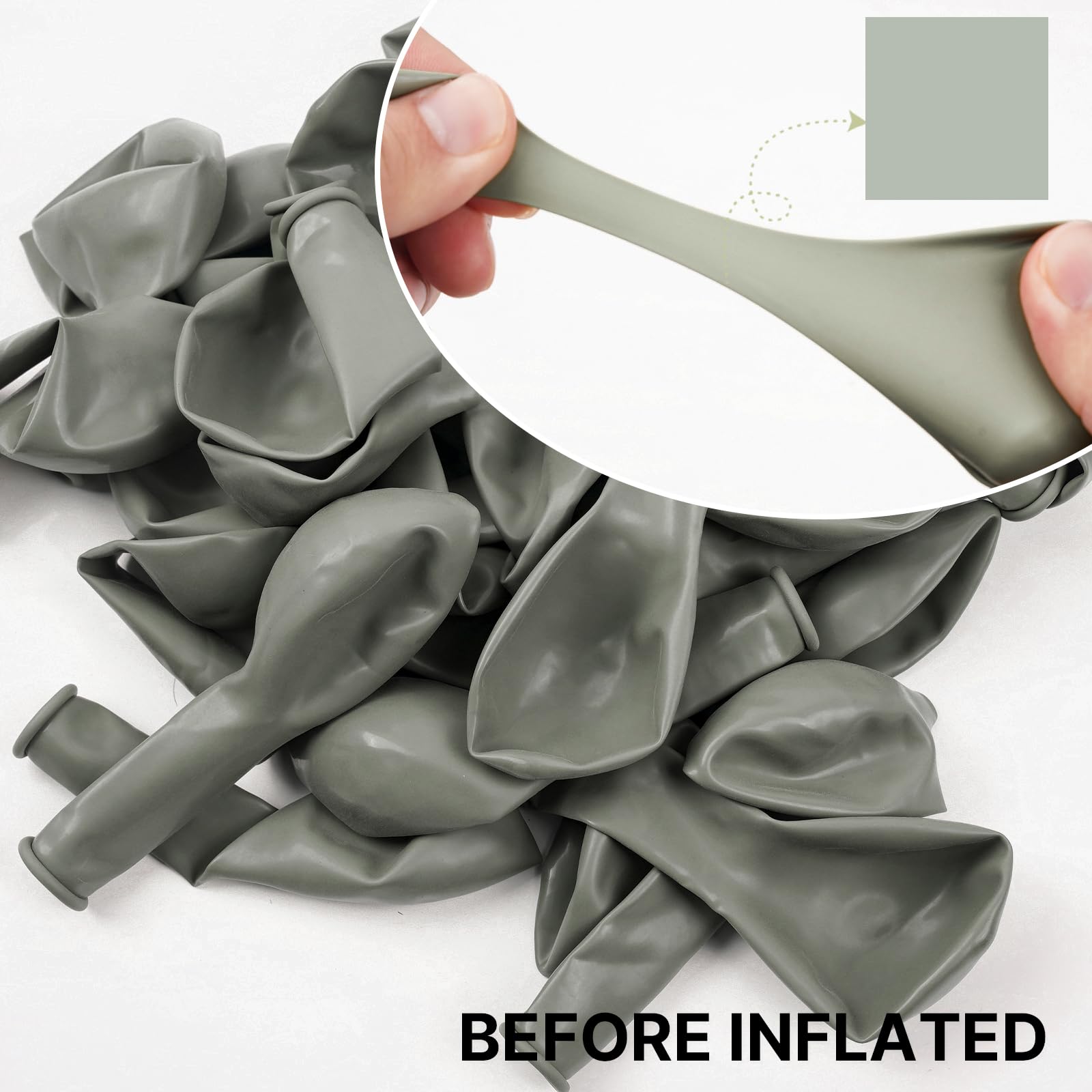 PartyWoo Dusty Green Balloons 140pcs – Boho Jungle Party Kit in Sage Olive Eucalyptus (18/12/10/5in)