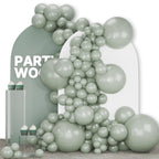 PartyWoo Dusty Green Balloons 140pcs – Boho Jungle Party Kit in Sage Olive Eucalyptus (18/12/10/5in)