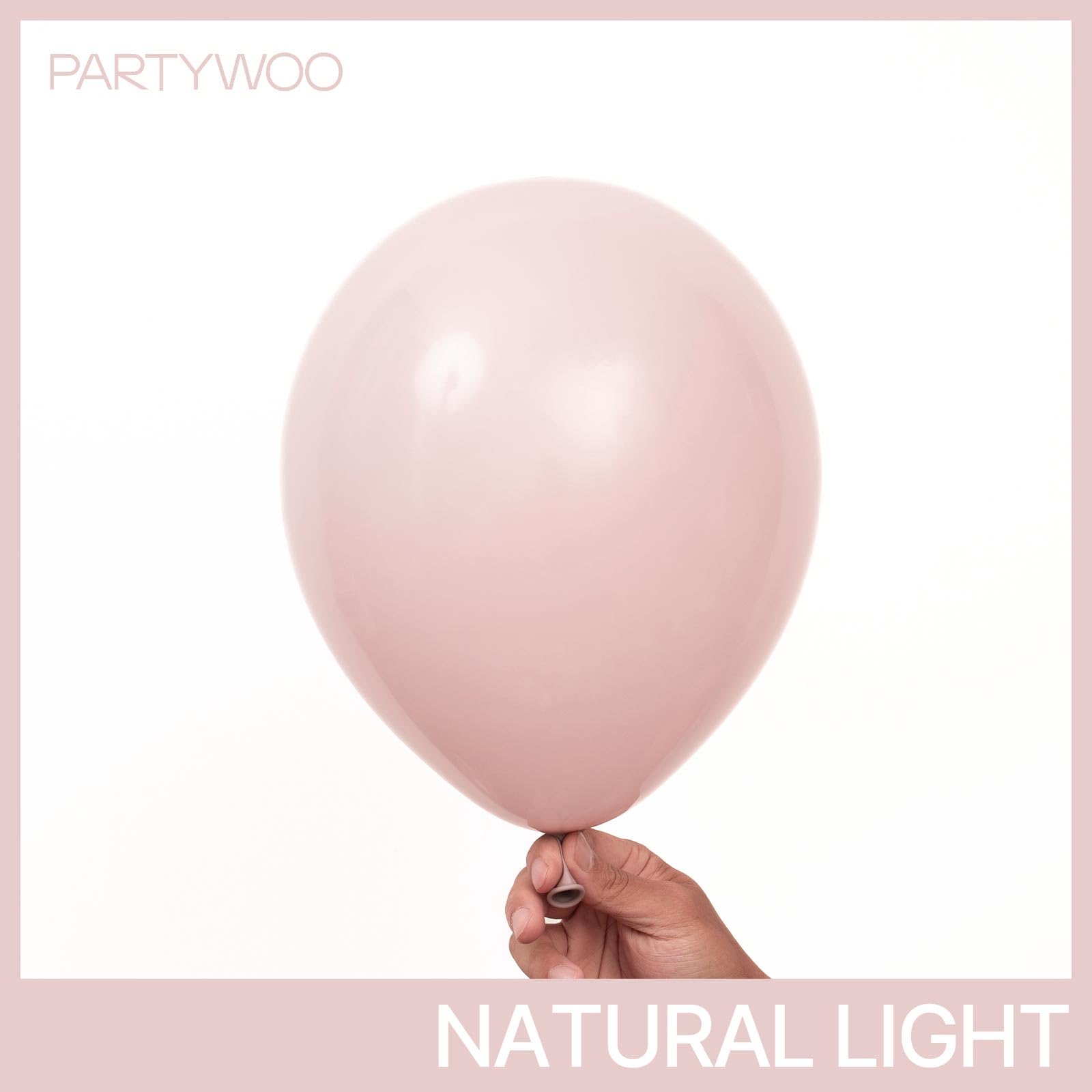PartyWoo Dusty Pink Balloons 140pcs – 18/12/10/5in Latex Balloons for Birthday, Baby Shower, Graduation, Bachelorette Decorations Pink-F54