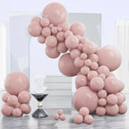 PartyWoo Dusty Pink Balloons 140pcs – 18/12/10/5in Latex Balloons for Birthday, Baby Shower, Graduation, Bachelorette Decorations Pink-F54