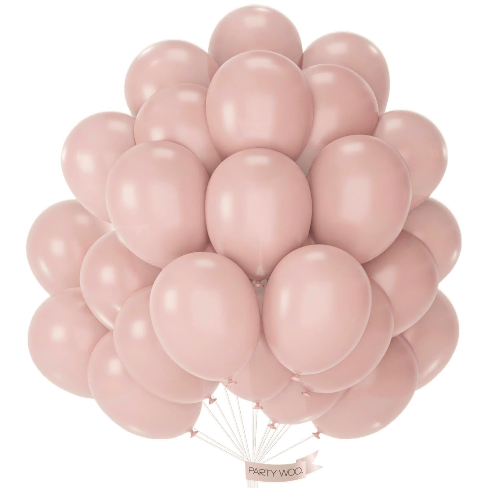 PartyWoo Dusty Pink Balloons 50pcs 12in – Boho Blush Latex Party Decor