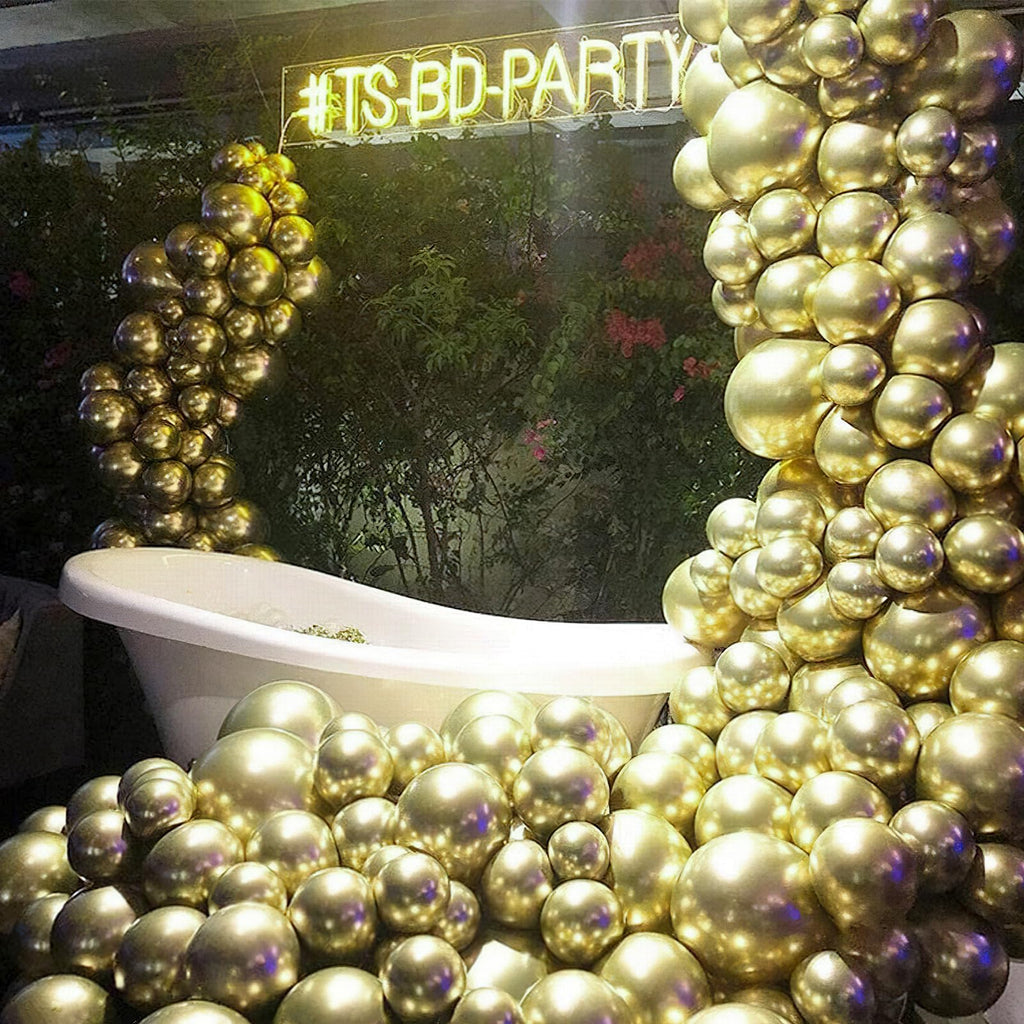PartyWoo Metallic Gold Balloons – 50pcs, 5-inch Chrome Gold Latex for Birthday, Wedding & More