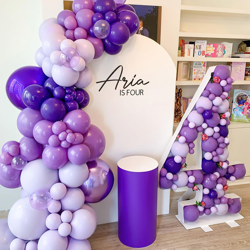 PartyWoo Purple Balloons 140 pcs — Arch Kit (18/12/10/5in) for Parties