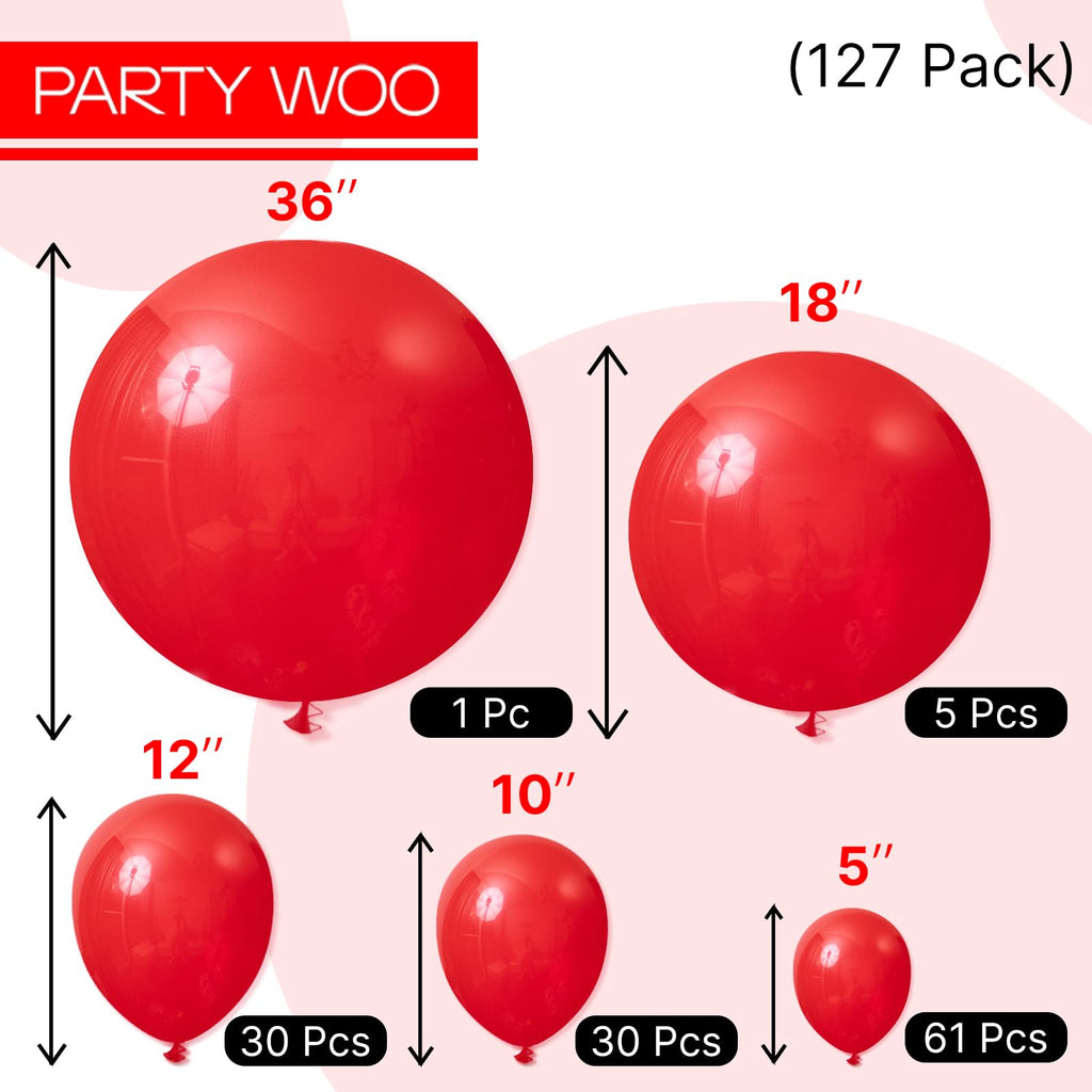 PartyWoo Red Balloons 127pcs - Arch Kit & Garland for Birthday Parties & Celebrations