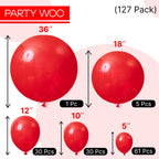 PartyWoo Red Balloons 127pcs - Arch Kit & Garland for Birthday Parties & Celebrations