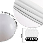 PartyWoo Matte White Balloons – 20pcs, 18inch | Wedding, Graduation, Baby Shower & More