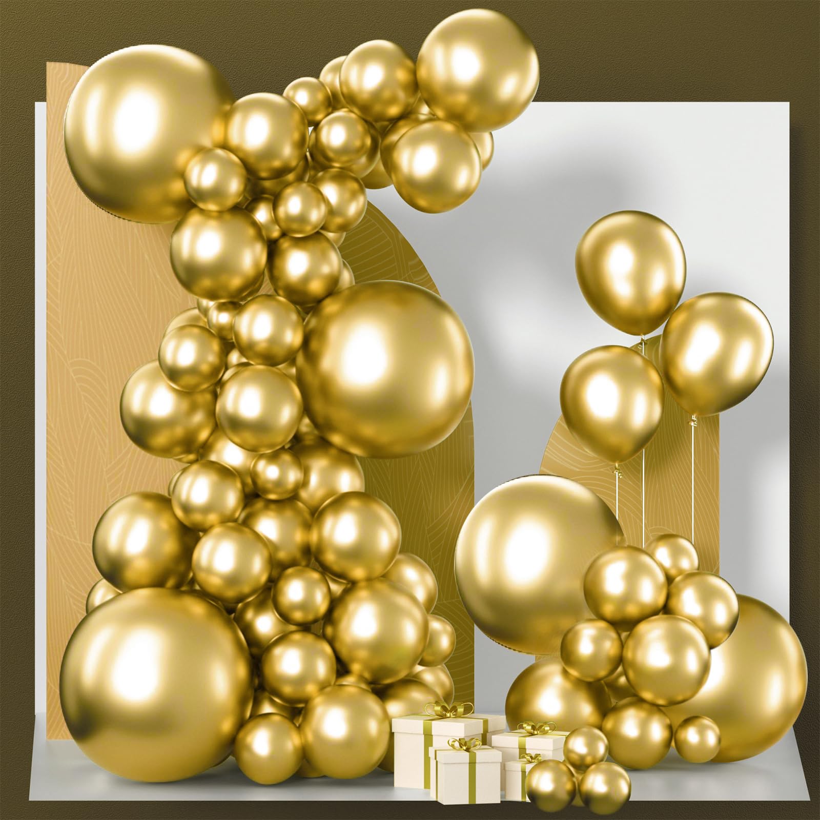 PartyWoo Gold Balloons 130pcs Arch Kit – 18/12/10/5 Inch for Birthday & Wedding | Gold-G101