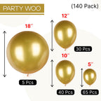 PartyWoo Gold Balloons 140pcs - Arch Kit with 18/12/10/5in Balloons for Parties