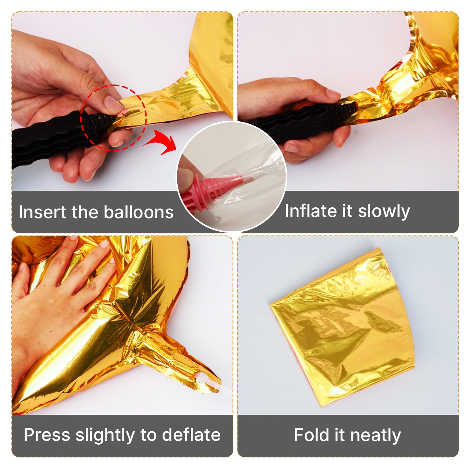 PartyWoo Metallic Gold 50-Inch 3-Pack 4D Mirror Ball Mylar Balloons