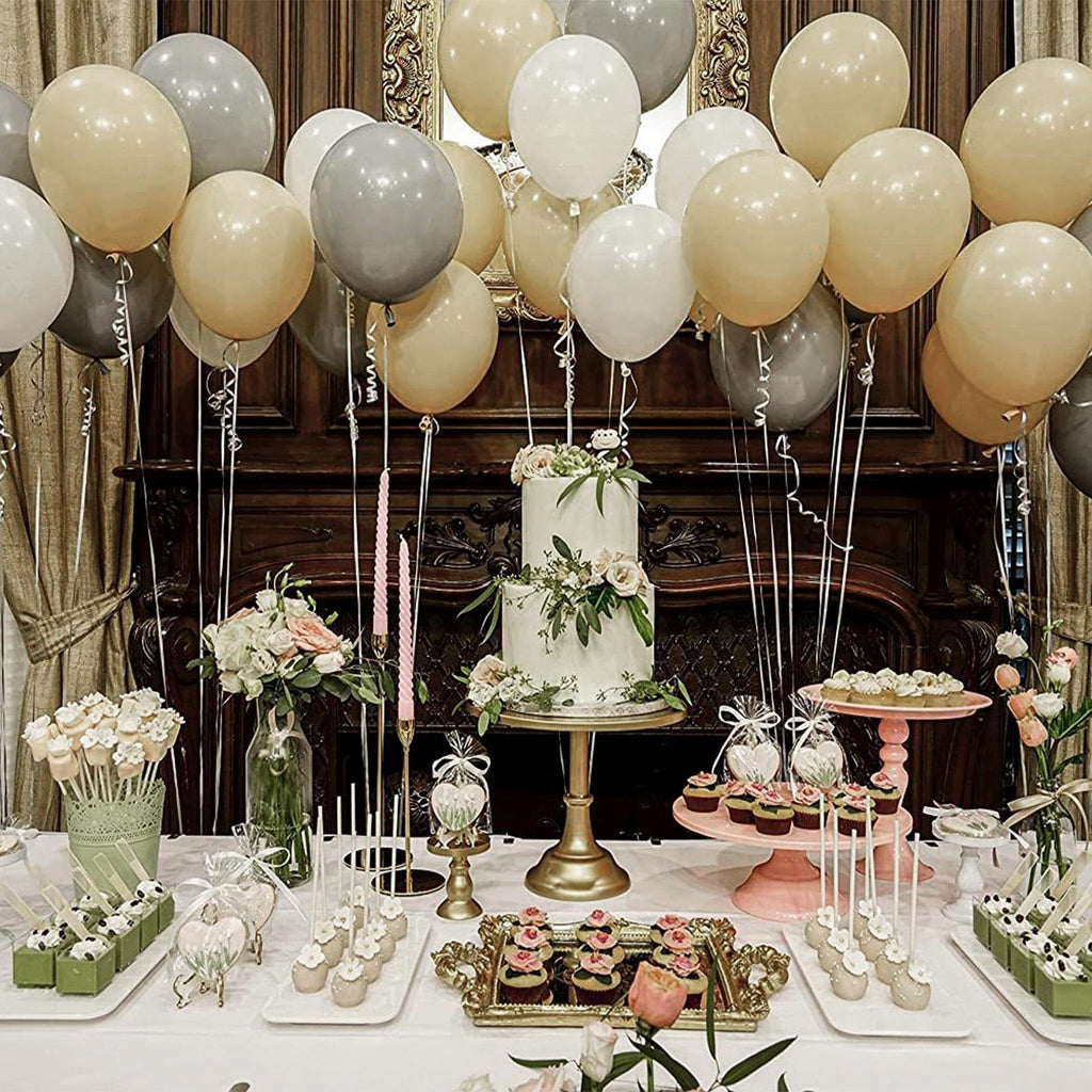 PartyWoo Neutral Balloon Arch Kit – 140pc Boho Ivory, White, Sand, Gold Confetti Balloons for Weddings & Parties