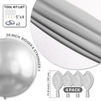 PartyWoo Metallic Silver Balloons 36-inch Giant 4-Piece Set – Weddings, Graduations & Celebrations
