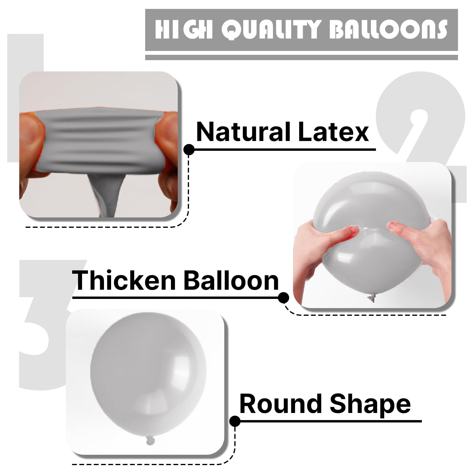 PartyWoo Gray Balloons 120pcs Matte Latex Balloon Arch Kit 18/12/10/5 Inch for Baby Shower Graduation Wedding | Gray-Y71