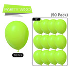 PartyWoo Lime Green Neon Latex Balloons – 50 Pack, 12 Inch for Parties