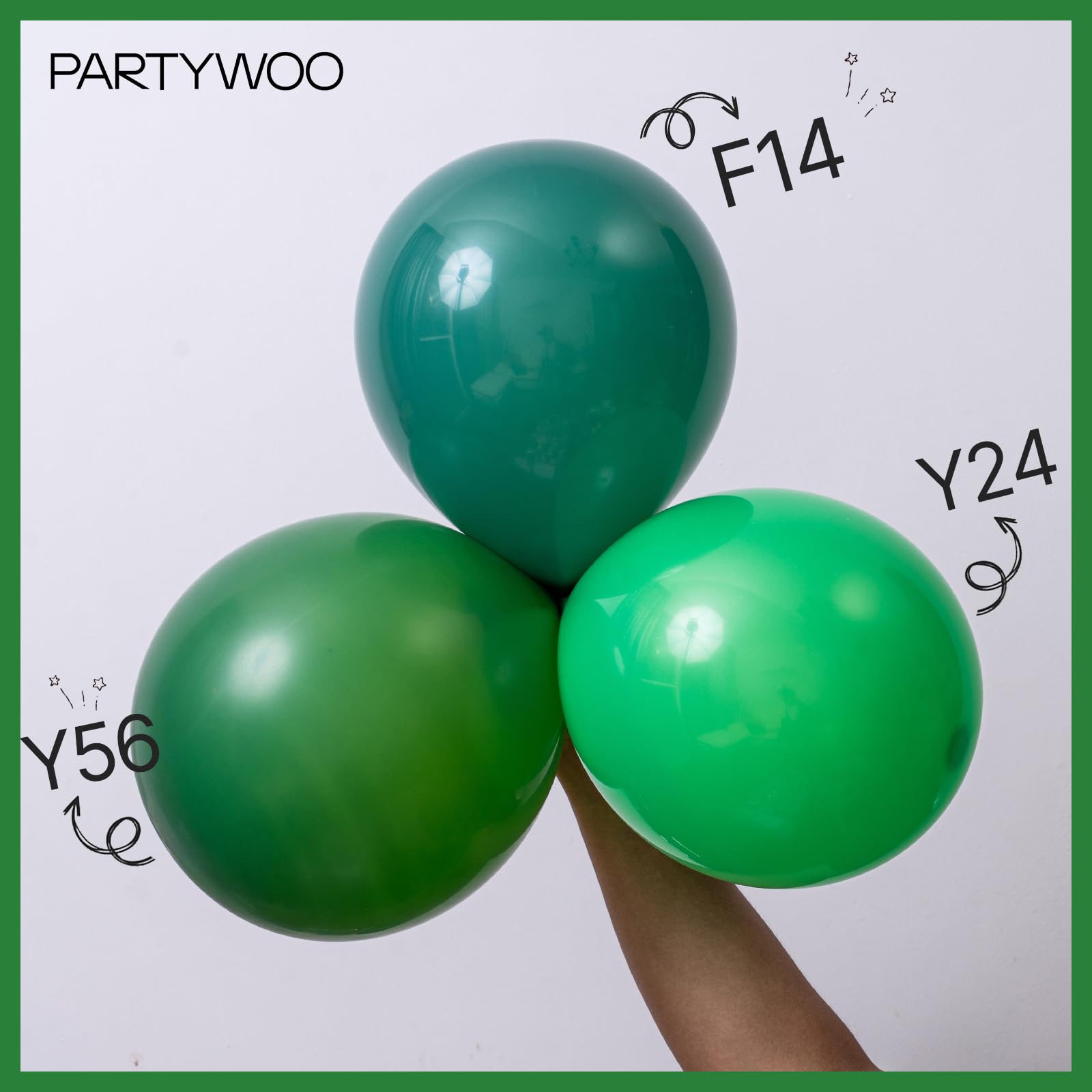 PartyWoo Dark Green Balloons 152pcs – Emerald Hunter Forest Party Kit (18/12/10/5 in) Arch & Garland Decor