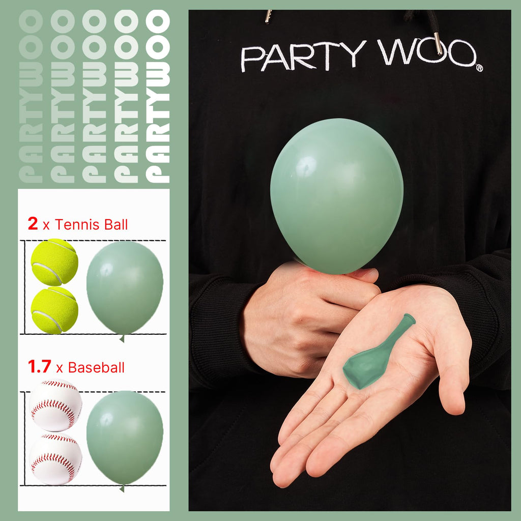 PartyWoo Dusty Green Balloons – 50ct, 5in Matte Sage (Boho)