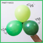PartyWoo Green Balloons 100 Pcs – Mixed Sizes Balloon Arch Kit for Birthday & Parties