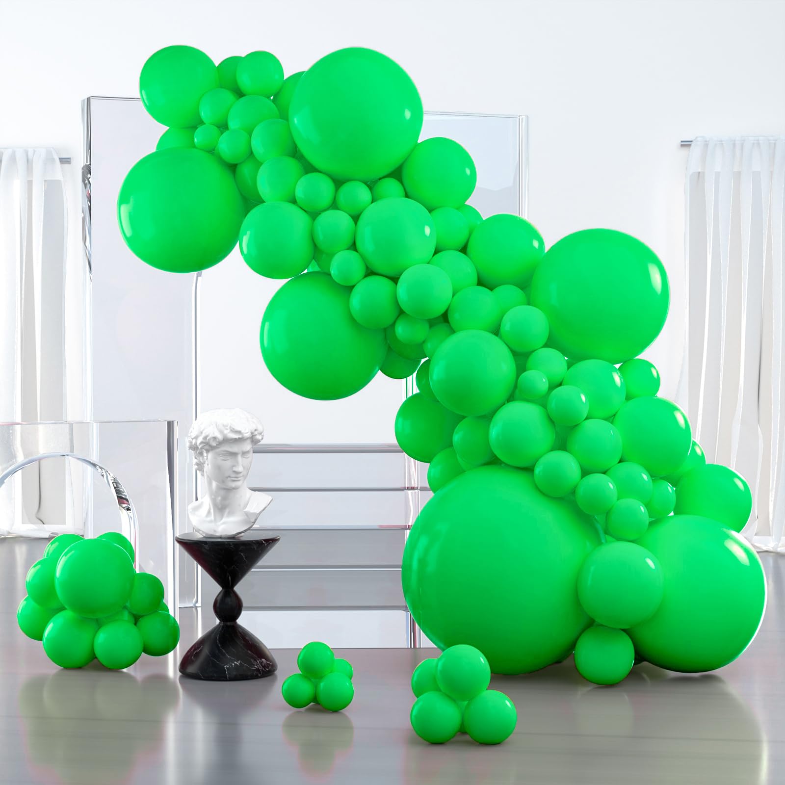 PartyWoo Green Balloons – 127 Pcs in 5 Sizes Balloon Arch Kit for Parties