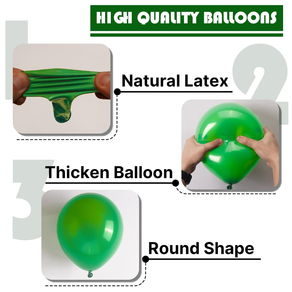 PartyWoo Green Balloons 100 Pcs – Mixed Sizes Balloon Arch Kit for Birthday & Parties